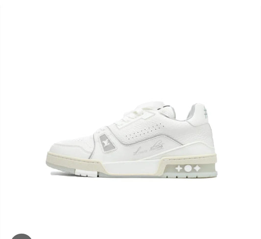 LV Trainers Grey grained leather