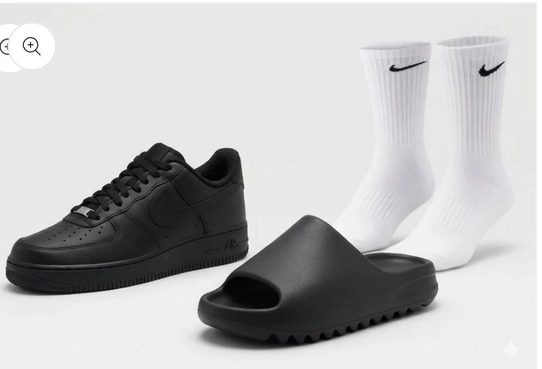 Airforce+yeezy slides+Nike Socks