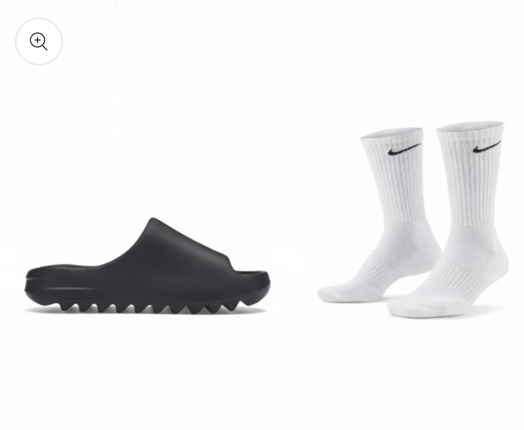 Yeezy slides+Nike socks